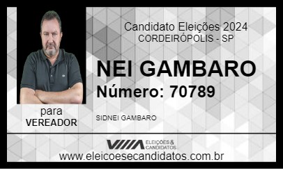 Candidato NEI GAMBARO 2024 - CORDEIRÓPOLIS - Eleições