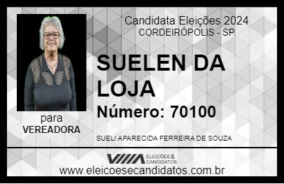 Candidato SUELLEN DA LOJA 2024 - CORDEIRÓPOLIS - Eleições