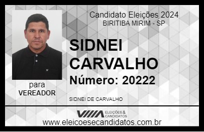 Candidato SIDNEI CARVALHO 2024 - BIRITIBA MIRIM - Eleições