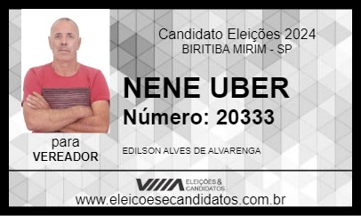 Candidato NENE UBER 2024 - BIRITIBA MIRIM - Eleições