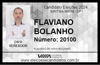 Candidato FLAVIANO BOLANHO 2024 - BIRITIBA MIRIM - Eleições