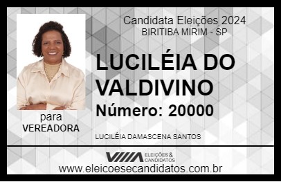 Candidato LUCILÉIA DO VALDIVINO 2024 - BIRITIBA MIRIM - Eleições