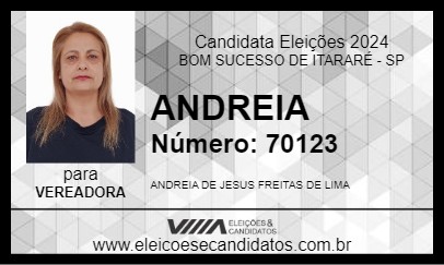 Candidato ANDREIA 2024 - BOM SUCESSO DE ITARARÉ - Eleições