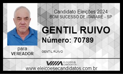 Candidato GENTIL RUIVO 2024 - BOM SUCESSO DE ITARARÉ - Eleições