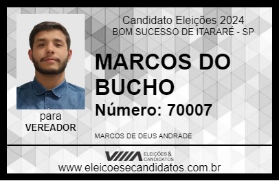 Candidato MARCOS DO BUCHO 2024 - BOM SUCESSO DE ITARARÉ - Eleições