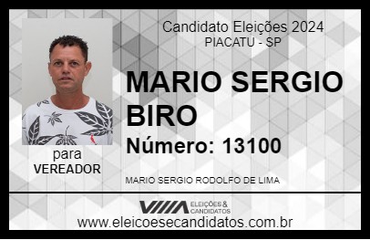 Candidato MARIO SERGIO BIRO 2024 - PIACATU - Eleições