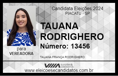 Candidato TAUANA RODRIGHERO 2024 - PIACATU - Eleições