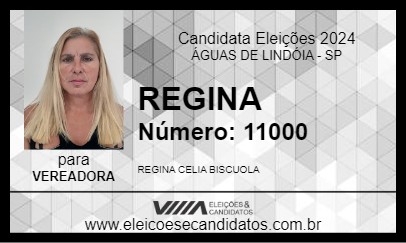 Candidato REGINA 2024 - ÁGUAS DE LINDÓIA - Eleições