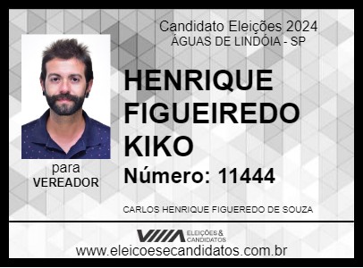 Candidato HENRIQUE FIGUEIREDO KIKO 2024 - ÁGUAS DE LINDÓIA - Eleições