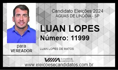 Candidato LUAN LOPES 2024 - ÁGUAS DE LINDÓIA - Eleições