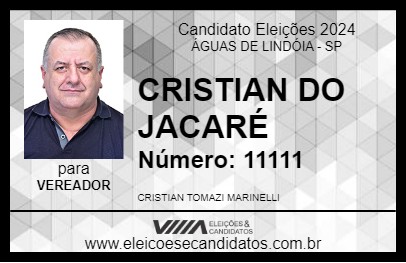 Candidato CRISTIAN DO JACARÉ 2024 - ÁGUAS DE LINDÓIA - Eleições