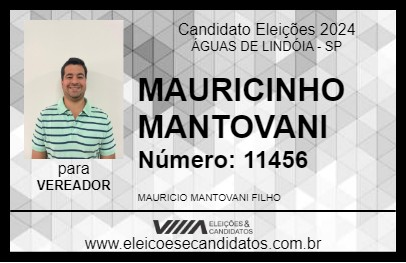 Candidato MAURICINHO MANTOVANI 2024 - ÁGUAS DE LINDÓIA - Eleições