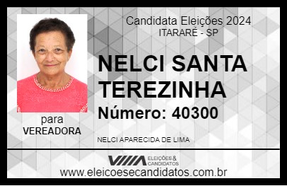 Candidato NELCI SANTA TEREZINHA 2024 - ITARARÉ - Eleições