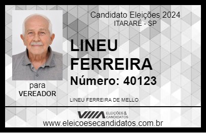 Candidato LINEU FERREIRA 2024 - ITARARÉ - Eleições