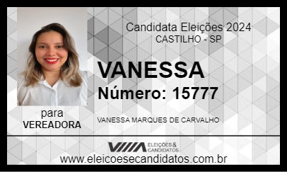 Candidato VANESSA 2024 - CASTILHO - Eleições