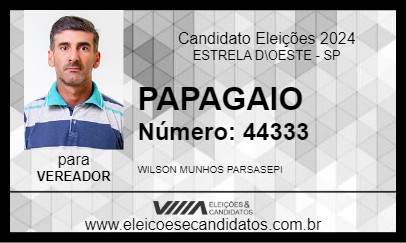 Candidato PAPAGAIO 2024 - ESTRELA D\OESTE - Eleições