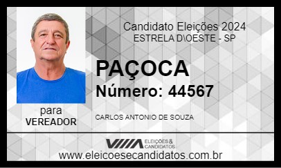 Candidato PAÇOCA 2024 - ESTRELA D\OESTE - Eleições