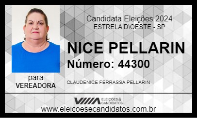 Candidato NICE PELLARIN 2024 - ESTRELA D\OESTE - Eleições