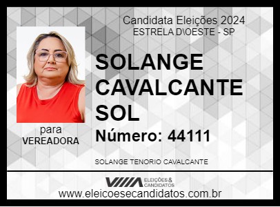 Candidato SOLANGE CAVALCANTE SOL 2024 - ESTRELA D\OESTE - Eleições