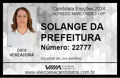 Candidato SOLANGE DO ZÉ GRANDE 2024 - ALFREDO MARCONDES - Eleições