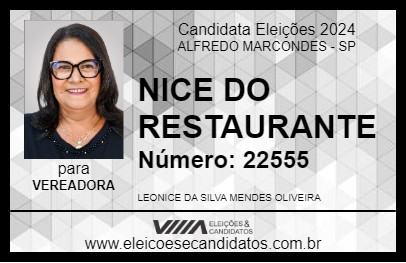 Candidato NICE DO RESTAURANTE 2024 - ALFREDO MARCONDES - Eleições