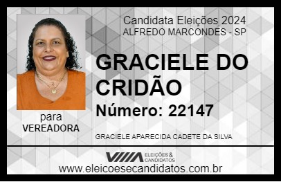 Candidato GRACIELE DO CRIDÃO 2024 - ALFREDO MARCONDES - Eleições