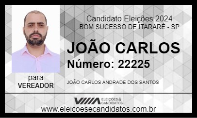 Candidato JOÃO CARLOS 2024 - BOM SUCESSO DE ITARARÉ - Eleições