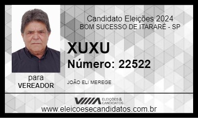 Candidato XUXU 2024 - BOM SUCESSO DE ITARARÉ - Eleições