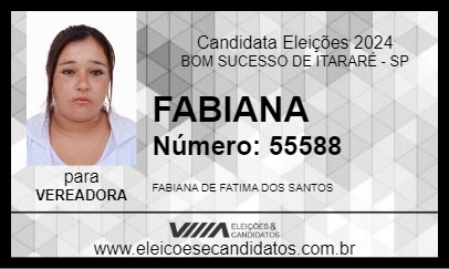 Candidato FABIANA 2024 - BOM SUCESSO DE ITARARÉ - Eleições