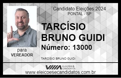 Candidato TARCÍSIO BRUNO GUIDI 2024 - PONTAL - Eleições