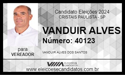 Candidato VANDUIR ALVES 2024 - CRISTAIS PAULISTA - Eleições