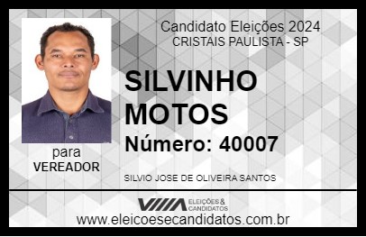 Candidato SILVINHO MOTOS 2024 - CRISTAIS PAULISTA - Eleições