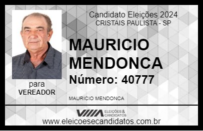 Candidato MAURICIO MENDONCA 2024 - CRISTAIS PAULISTA - Eleições