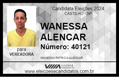 Candidato WANESSA ALENCAR 2024 - CASTILHO - Eleições