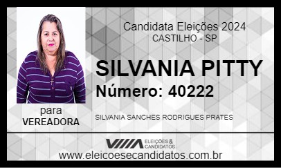 Candidato SILVANIA PITTY 2024 - CASTILHO - Eleições