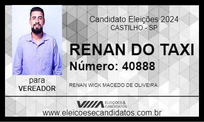 Candidato RENAN DO TAXI 2024 - CASTILHO - Eleições