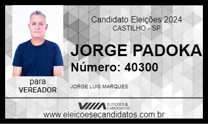 Candidato JORGE PADOKA 2024 - CASTILHO - Eleições