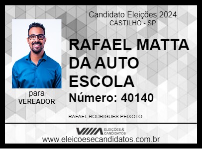 Candidato RAFAEL MATTA DA AUTO ESCOLA 2024 - CASTILHO - Eleições