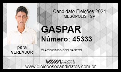 Candidato GASPAR 2024 - MESÓPOLIS - Eleições