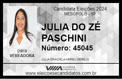 Candidato JULIA DO ZÉ PASCHINI 2024 - MESÓPOLIS - Eleições