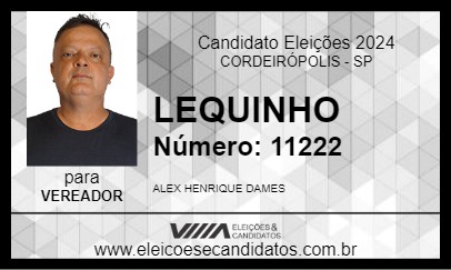 Candidato LEQUINHO 2024 - CORDEIRÓPOLIS - Eleições