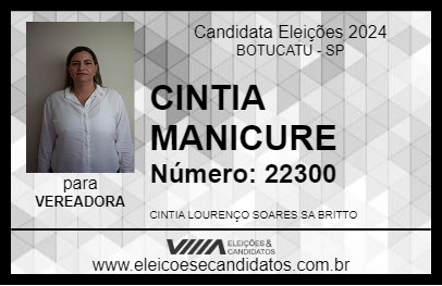 Candidato CINTIA MANICURE 2024 - BOTUCATU - Eleições