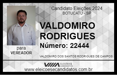 Candidato VALDOMIRO RODRIGUES 2024 - BOTUCATU - Eleições