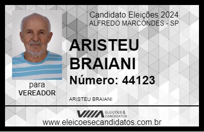 Candidato ARISTEU BRAIANI 2024 - ALFREDO MARCONDES - Eleições