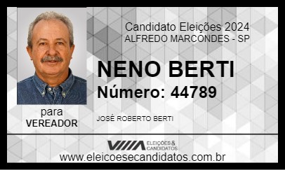 Candidato NENO BERTI 2024 - ALFREDO MARCONDES - Eleições