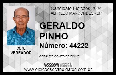 Candidato GERALDO PINHO 2024 - ALFREDO MARCONDES - Eleições