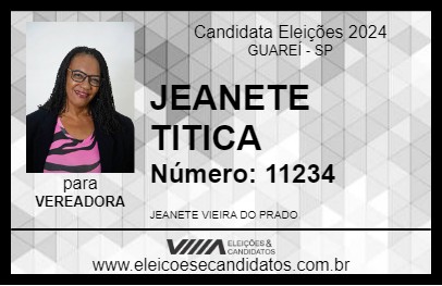 Candidato JEANETE PRADO 2024 - GUAREÍ - Eleições