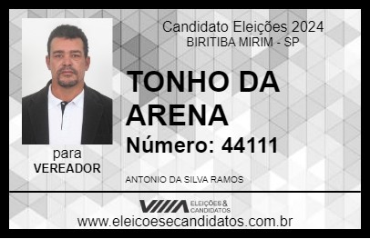 Candidato TONHO DA ARENA 2024 - BIRITIBA MIRIM - Eleições