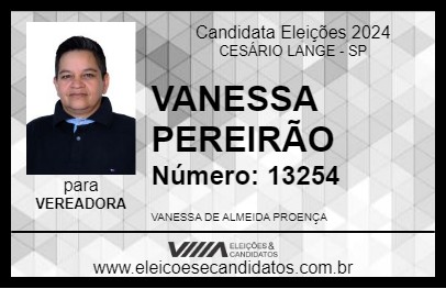 Candidato VANESSA PEREIRÃO 2024 - CESÁRIO LANGE - Eleições