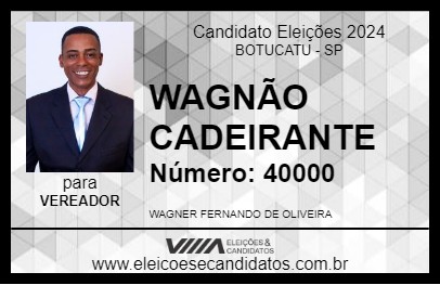 Candidato WAGNÃO CADEIRANTE 2024 - BOTUCATU - Eleições